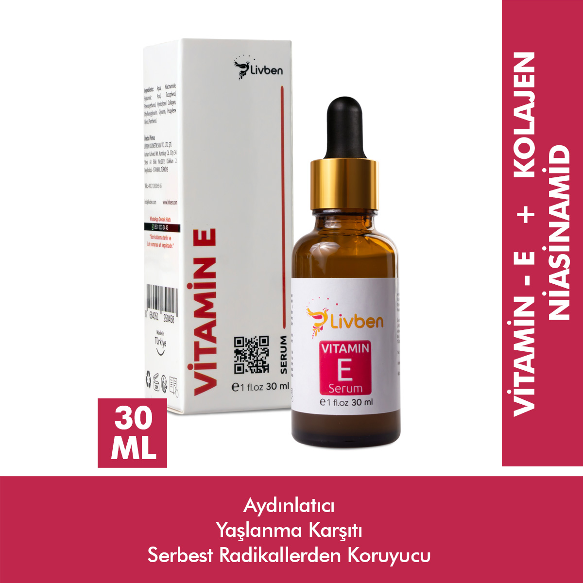 İnce Çizgi Ve Kırışıklık Giderici Vitamin E Serum 30 mL